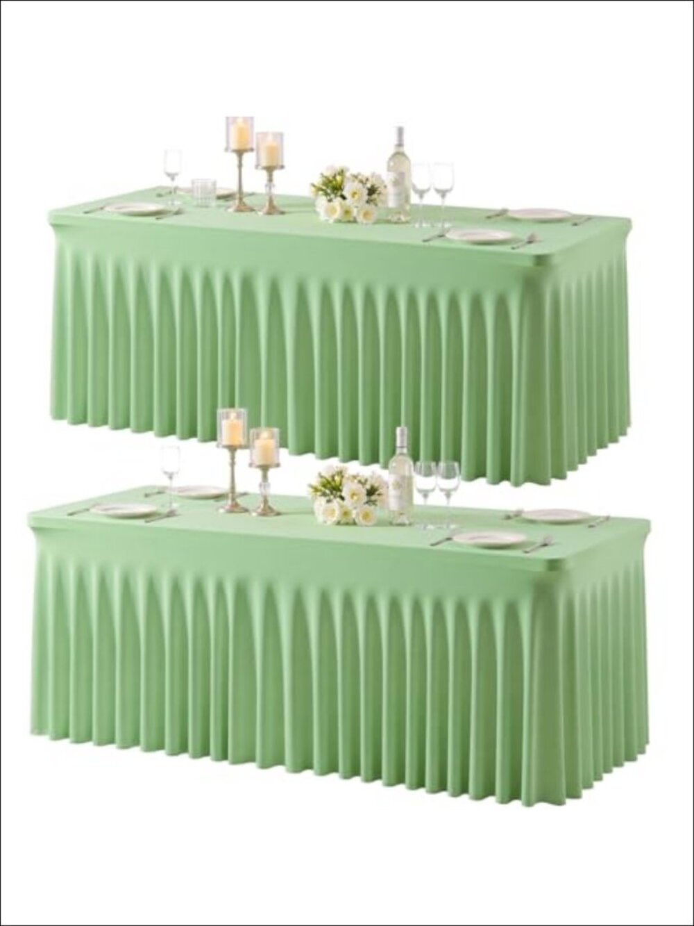 2 Pack Spandex Fitted Tablecloth for 6 Foot Rectangle Tables Stretch Table Cover
